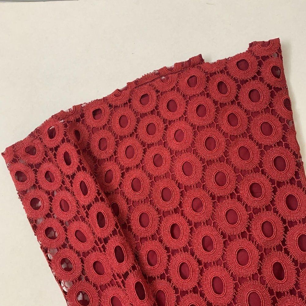 St. John Soutache Column Long Feminine Croquette Lace Maxi Skirt 4 Red Burgundy - Picture 7 of 14